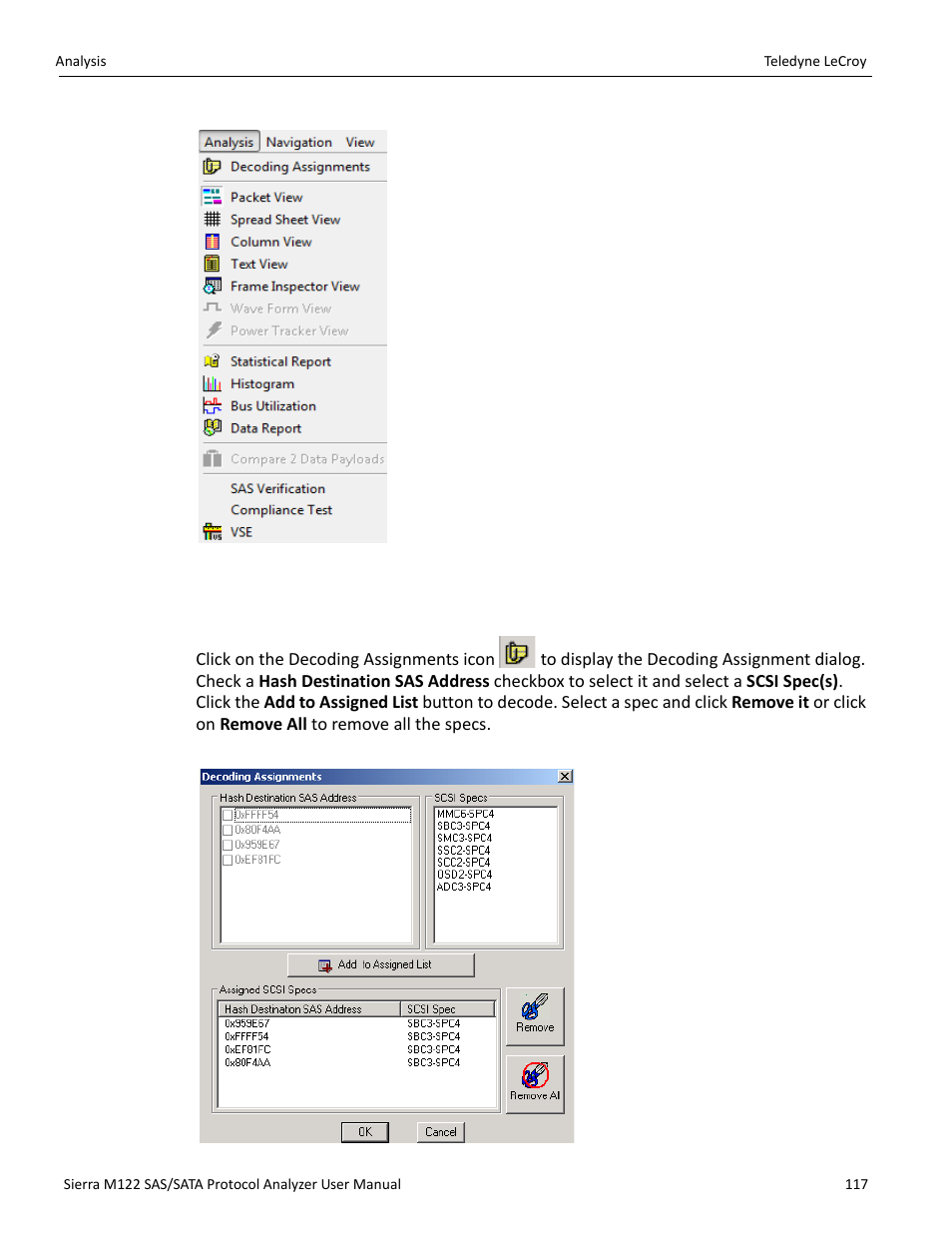 2 decoding assignments | Teledyne LeCroy Sierra M122 User Manual User Manual | Page 119 / 385