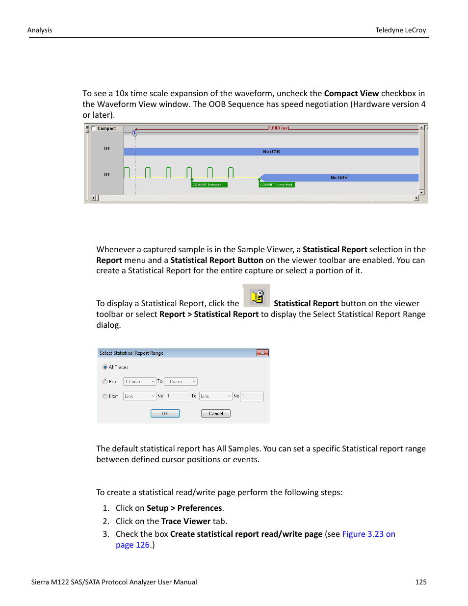 Expanded waveform view, 9 statistical report, Generating statistical read/write report | Teledyne LeCroy Sierra M122 User Manual User Manual | Page 127 / 385