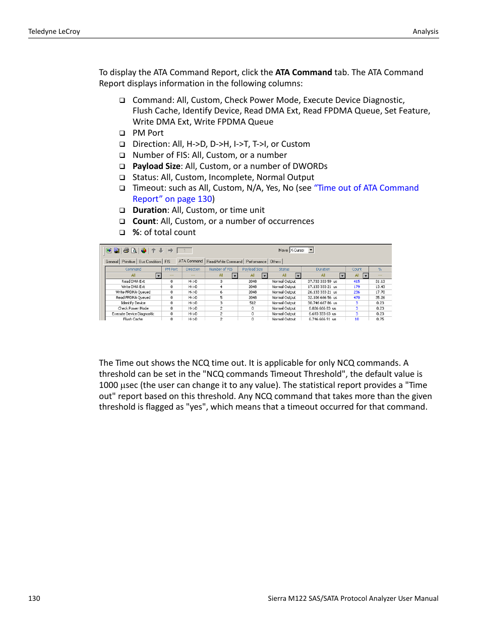 Ata command report | Teledyne LeCroy Sierra M122 User Manual User Manual | Page 132 / 385