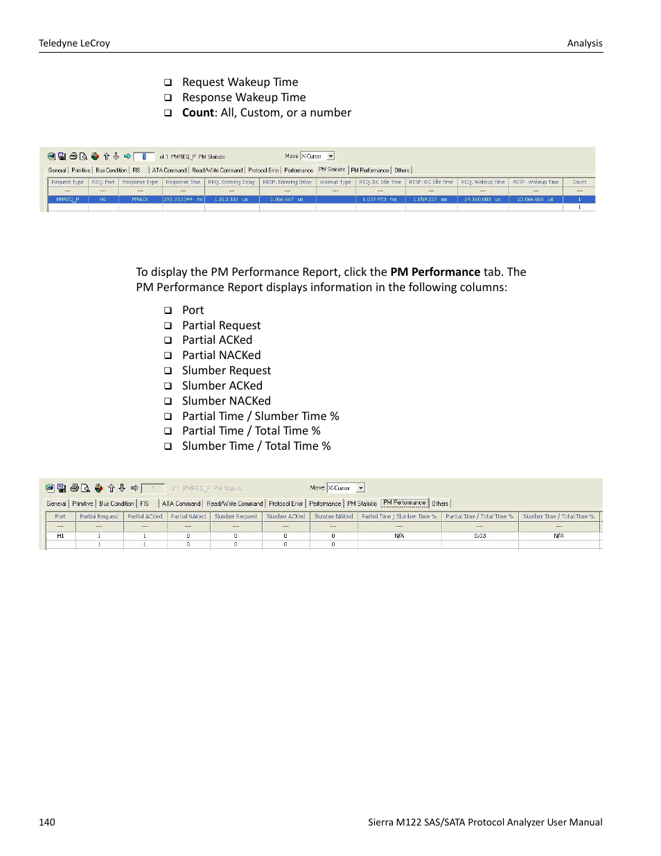 Pm performance report (sata) | Teledyne LeCroy Sierra M122 User Manual User Manual | Page 142 / 385