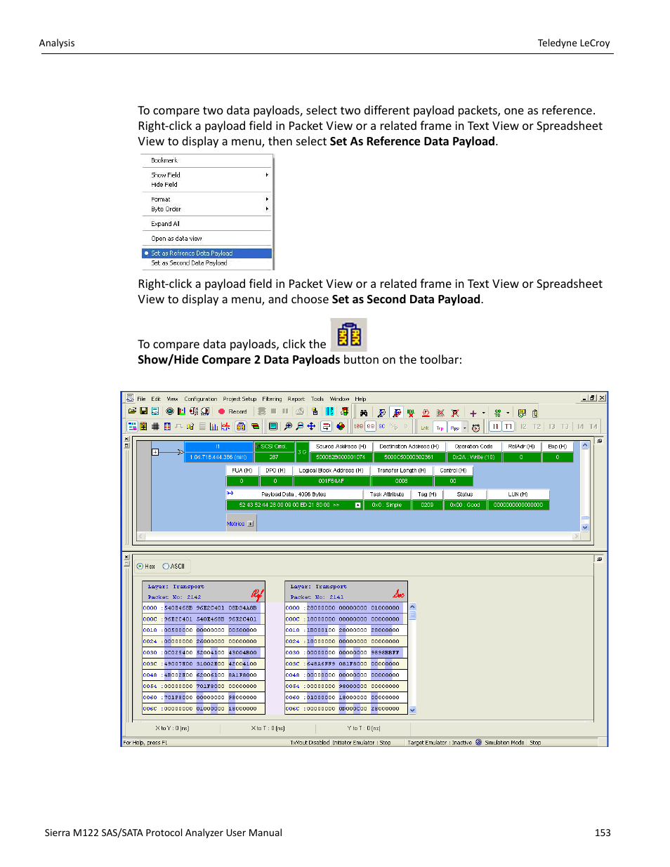 15 compare two data payloads, Compare two data payloads” on | Teledyne LeCroy Sierra M122 User Manual User Manual | Page 155 / 385