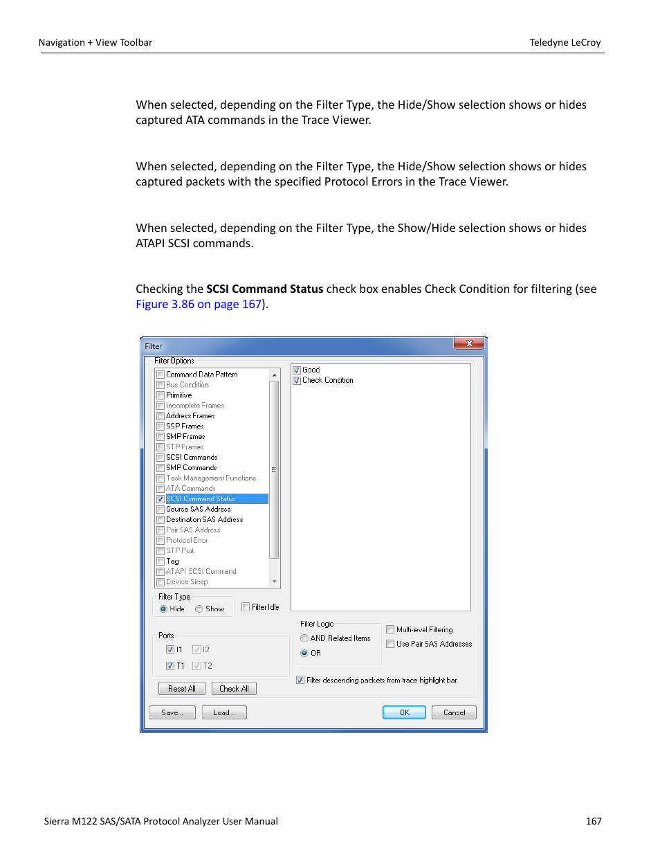 Ata command, Protocol error, Atapi scsi command | Filter check condition | Teledyne LeCroy Sierra M122 User Manual User Manual | Page 169 / 385