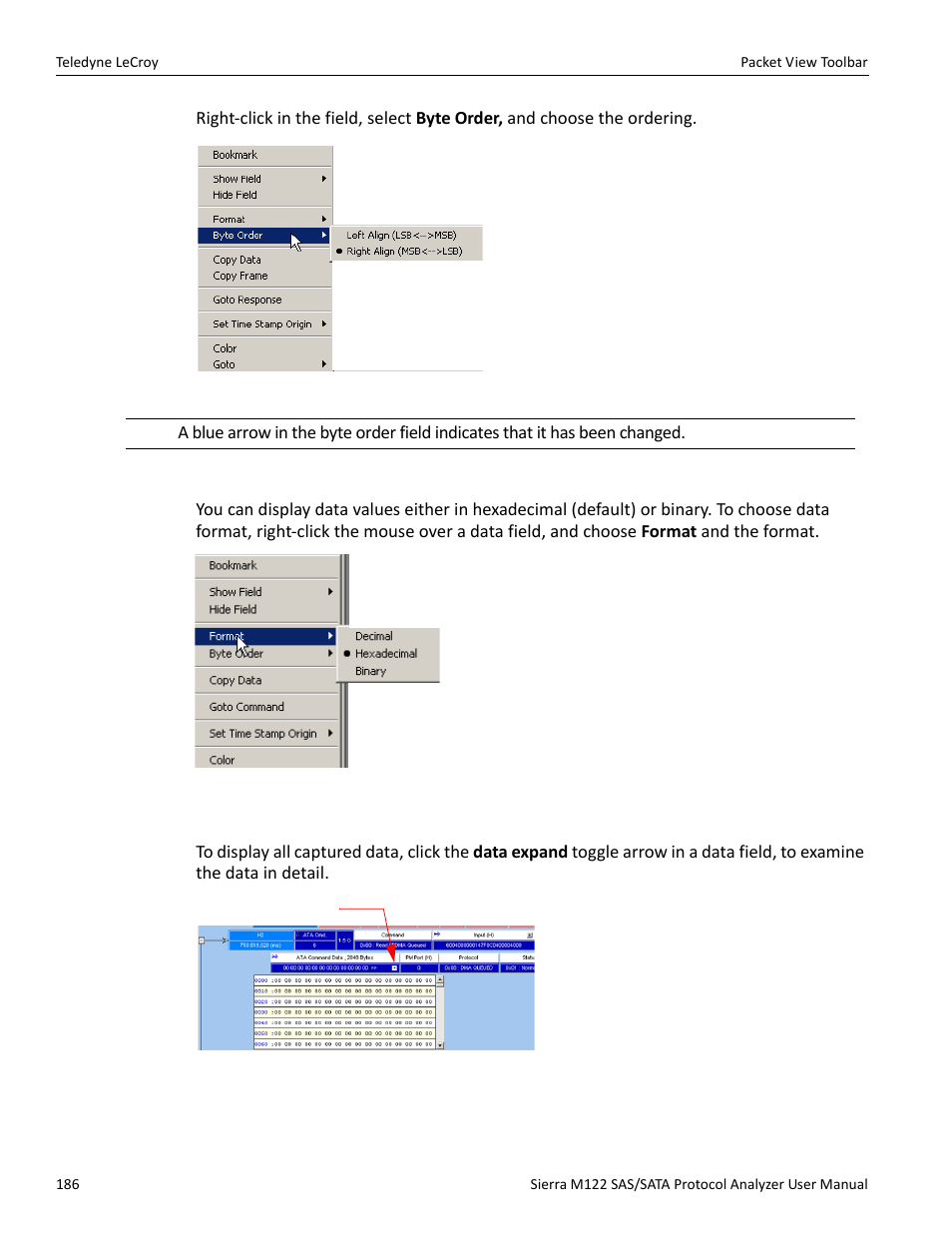 Choose data format, Show all data | Teledyne LeCroy Sierra M122 User Manual User Manual | Page 188 / 385