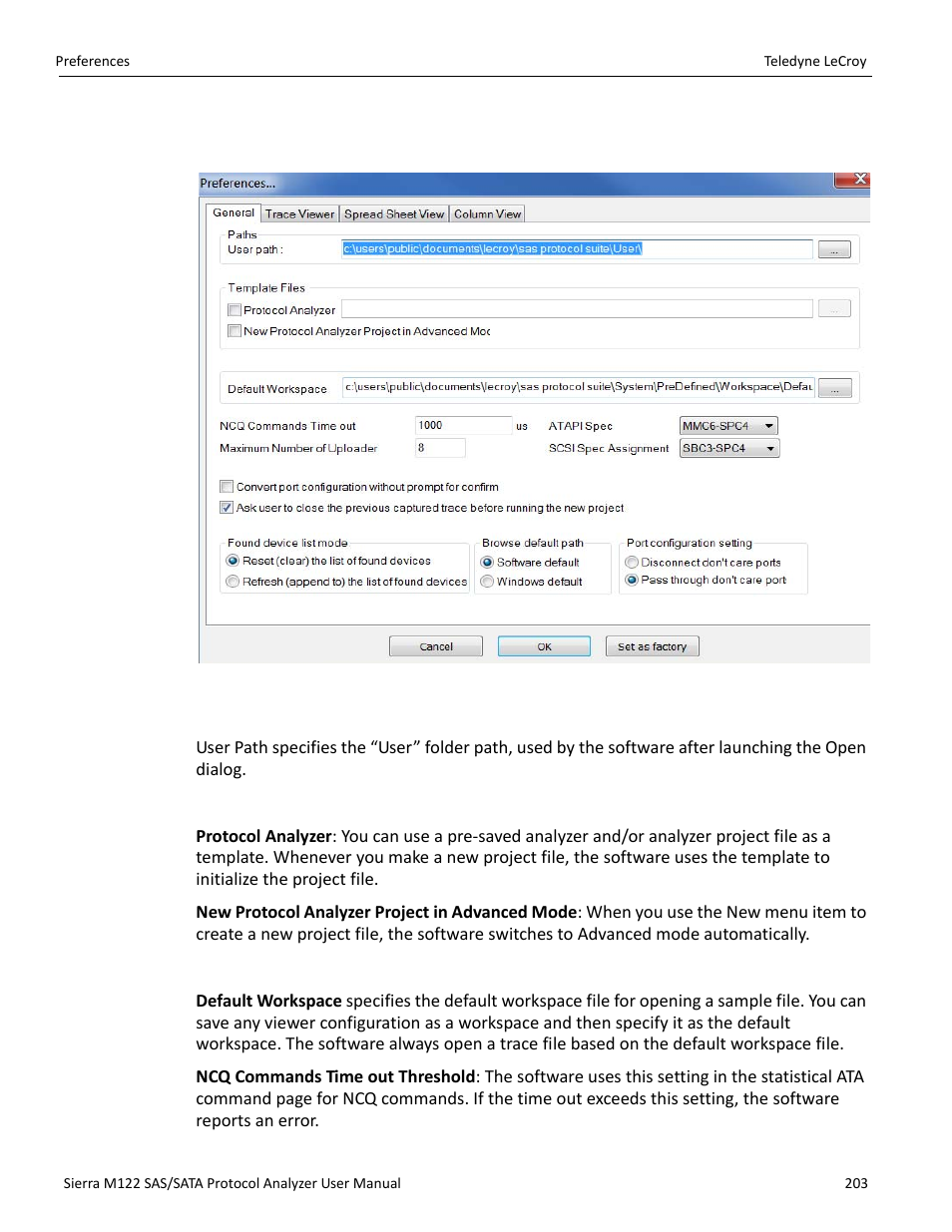 1 general tab, Paths, Template files | Other, General | Teledyne LeCroy Sierra M122 User Manual User Manual | Page 205 / 385