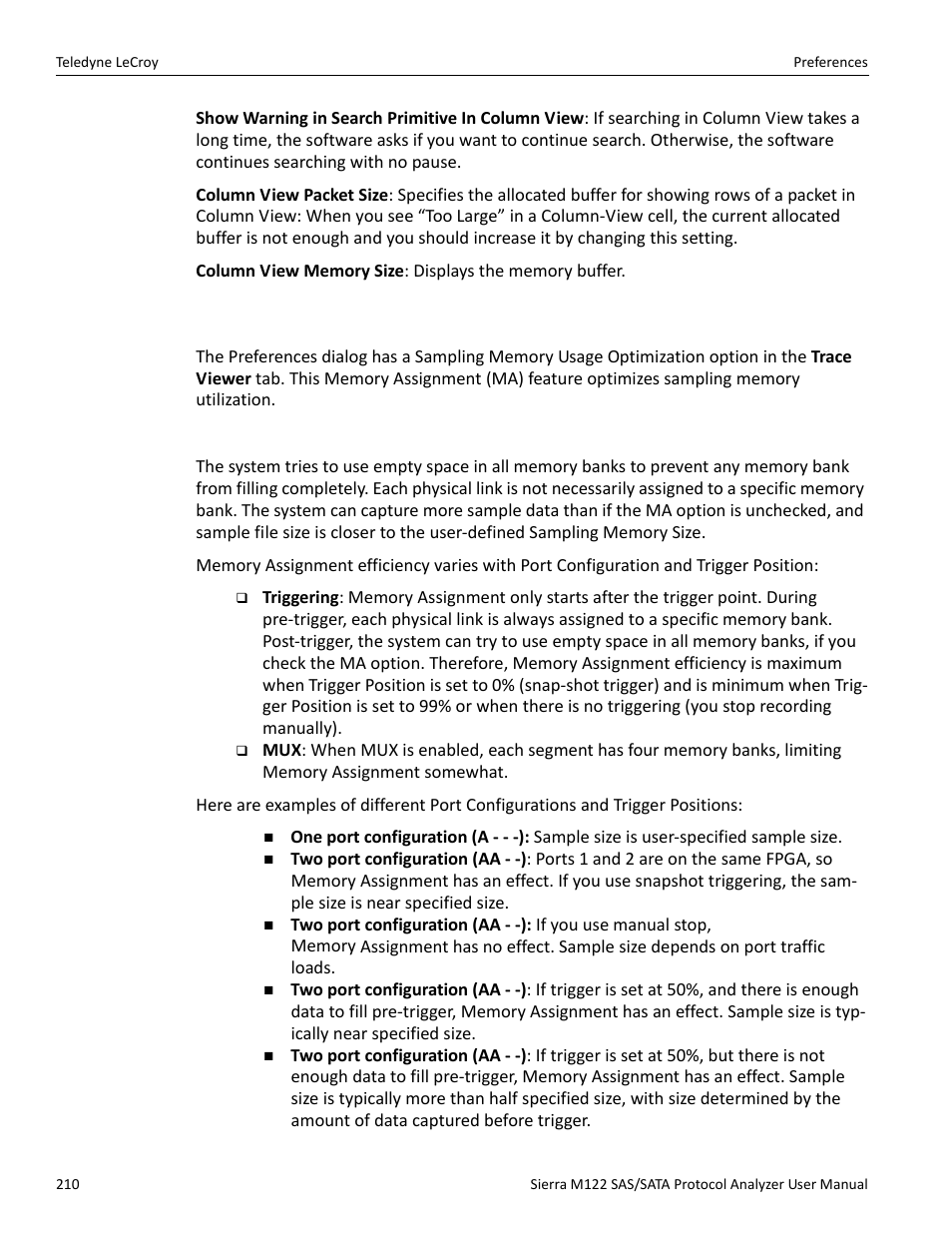 5 sampling memory usage optimization | Teledyne LeCroy Sierra M122 User Manual User Manual | Page 212 / 385