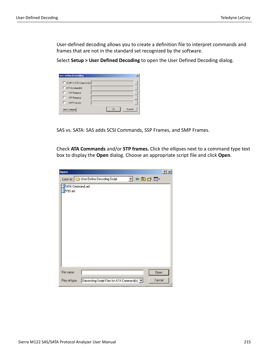 20 user-defined decoding | Teledyne LeCroy Sierra M122 User Manual User Manual | Page 217 / 385