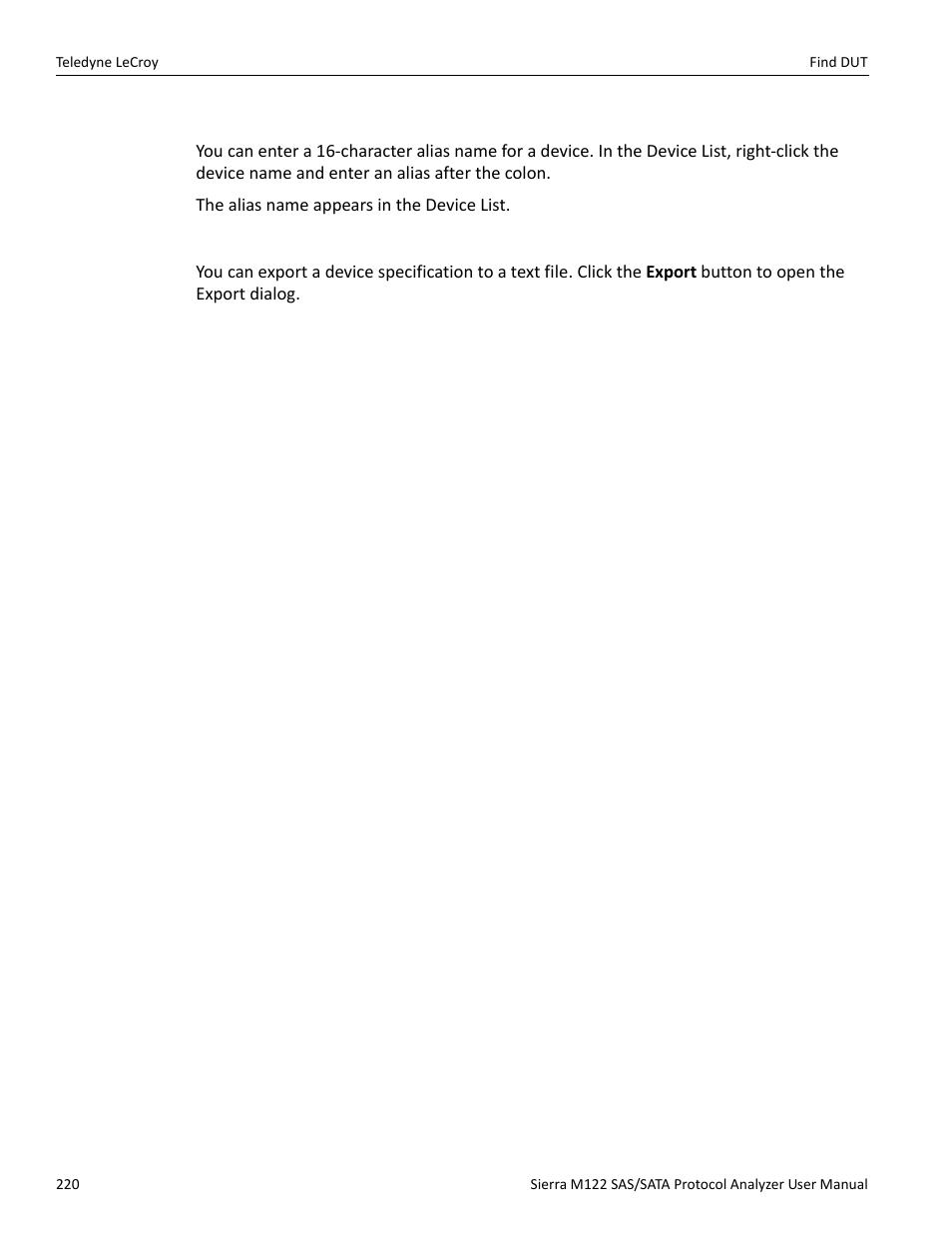 Aliasing, Exporting | Teledyne LeCroy Sierra M122 User Manual User Manual | Page 222 / 385