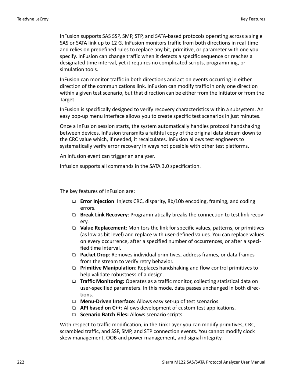 1 key features | Teledyne LeCroy Sierra M122 User Manual User Manual | Page 224 / 385