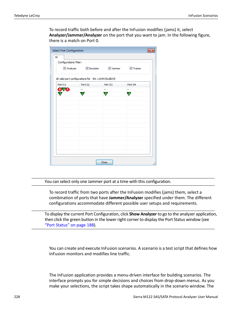 4 infusion scenarios, 1 scenarios overview | Teledyne LeCroy Sierra M122 User Manual User Manual | Page 230 / 385