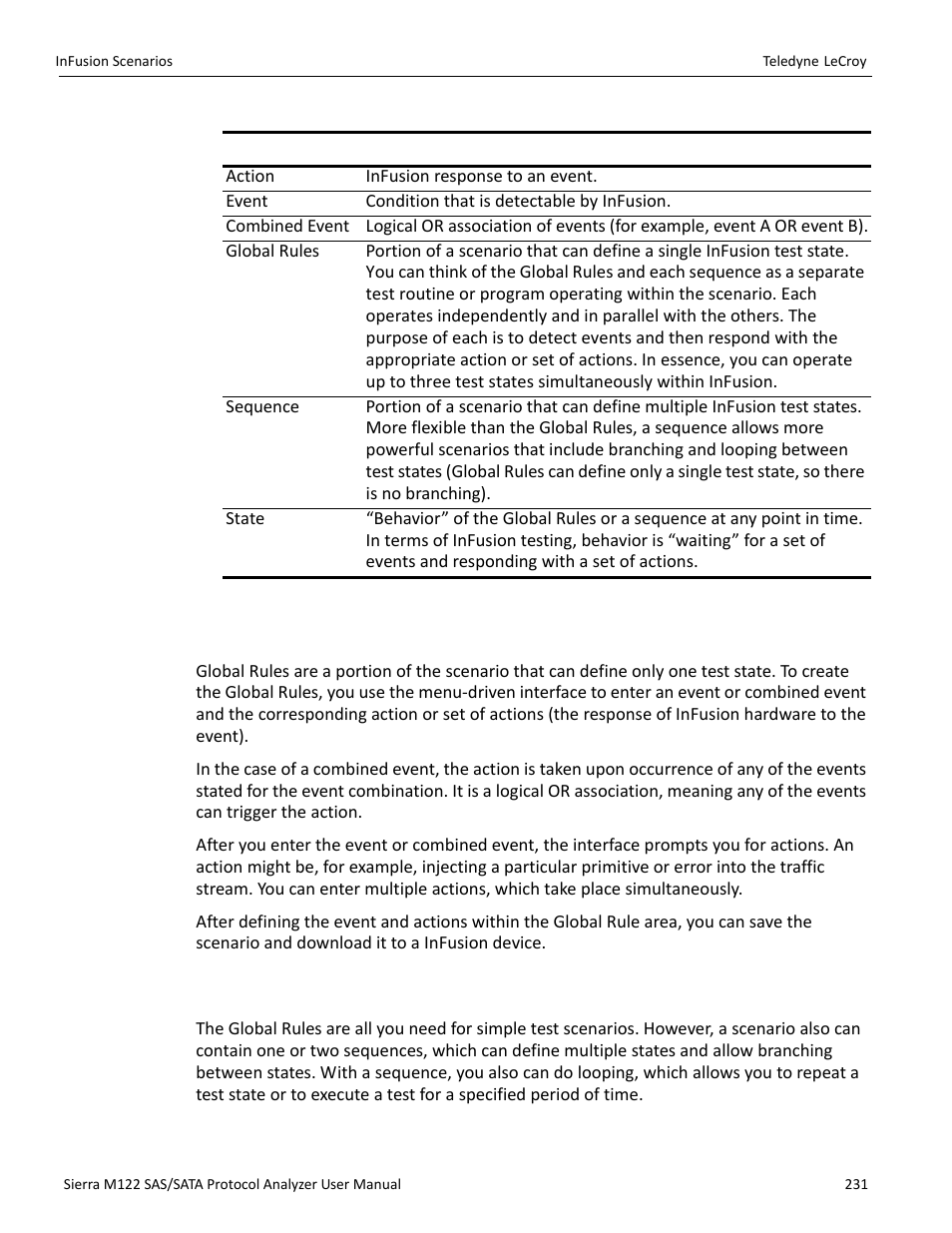 2 global rules, 3 sequences | Teledyne LeCroy Sierra M122 User Manual User Manual | Page 233 / 385