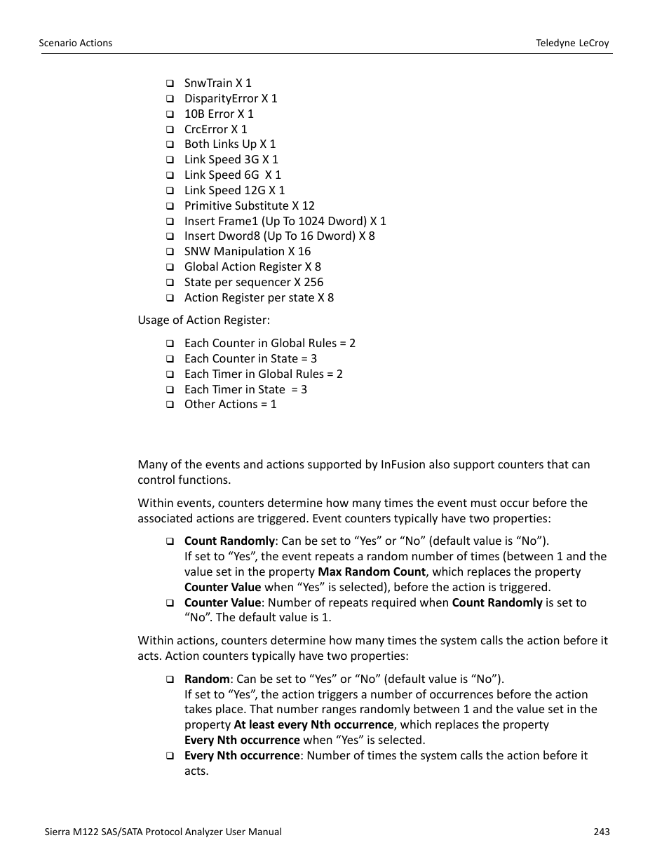 2 using counters in events and actions | Teledyne LeCroy Sierra M122 User Manual User Manual | Page 245 / 385