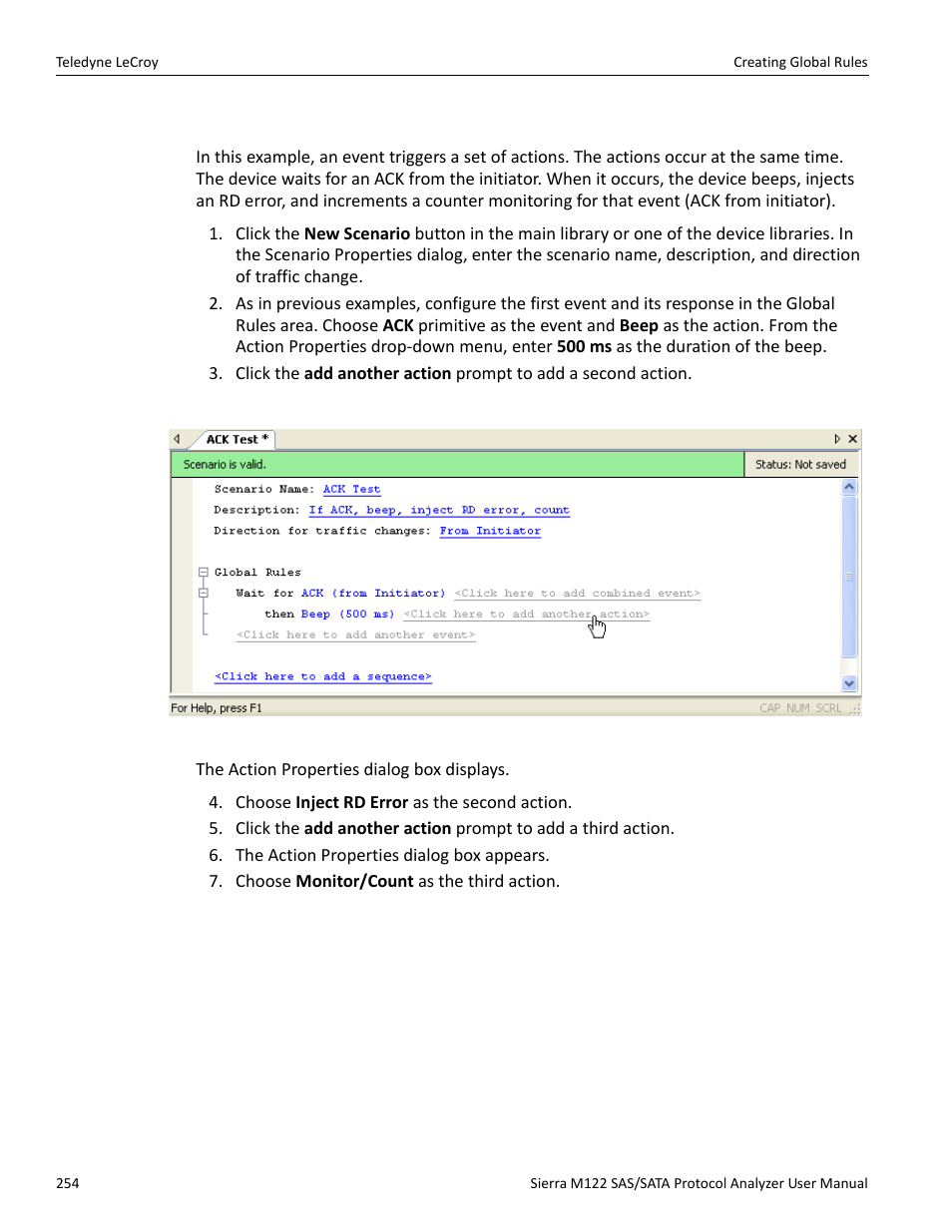 5 example 5: multiple actions on a single event | Teledyne LeCroy Sierra M122 User Manual User Manual | Page 256 / 385