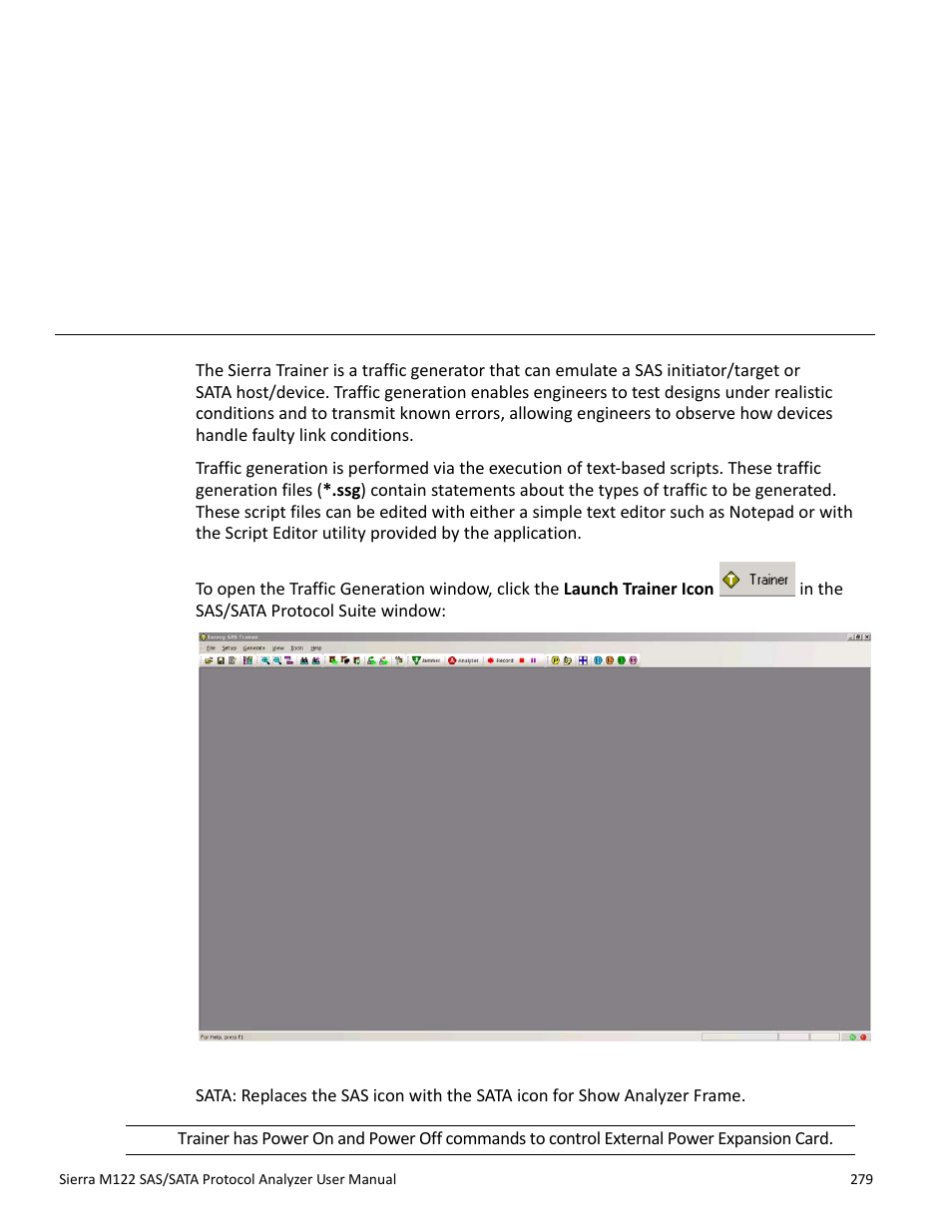 Sierra trainer traffic generation, Chapter 5: sierra trainer traffic generation, Sierra trainer | Chapter 5 | Teledyne LeCroy Sierra M122 User Manual User Manual | Page 281 / 385