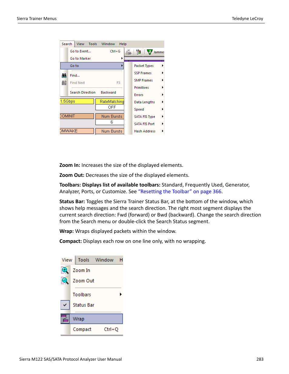 5 view menu, Figure 5.6 on | Teledyne LeCroy Sierra M122 User Manual User Manual | Page 285 / 385