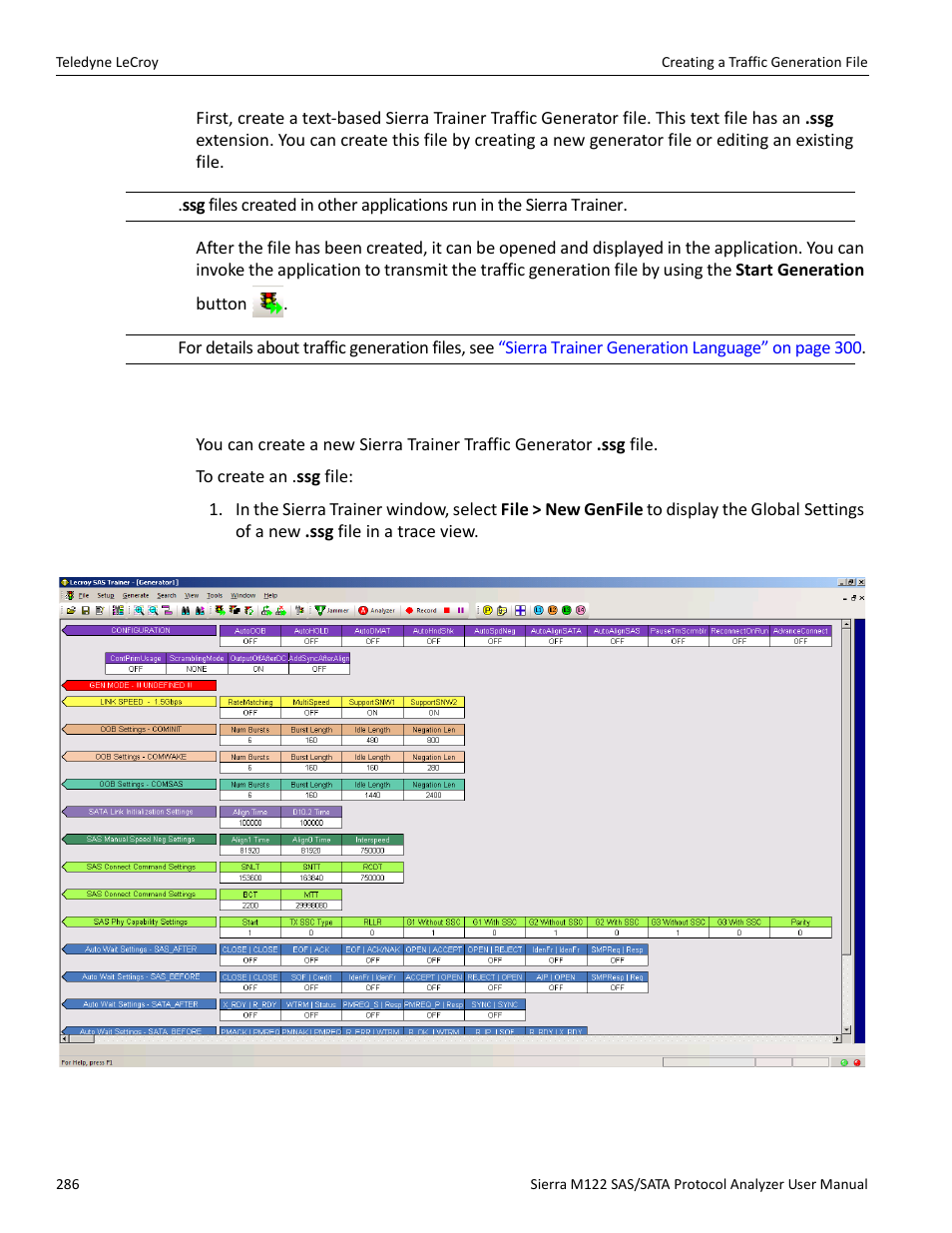 1 creating a new generator file | Teledyne LeCroy Sierra M122 User Manual User Manual | Page 288 / 385