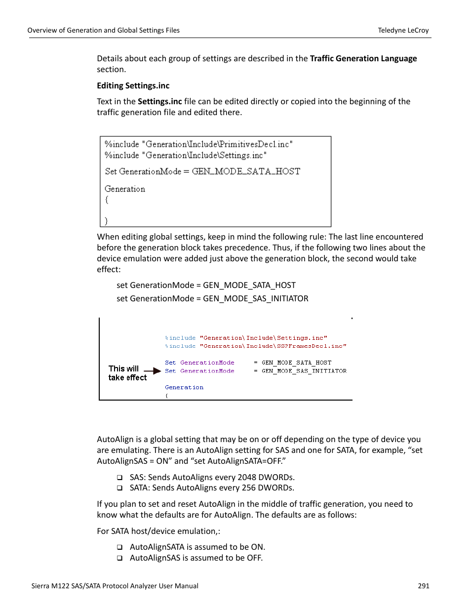 The global setting “autoalign | Teledyne LeCroy Sierra M122 User Manual User Manual | Page 293 / 385