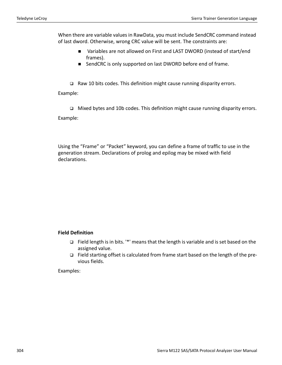 Packets/ frames | Teledyne LeCroy Sierra M122 User Manual User Manual | Page 306 / 385