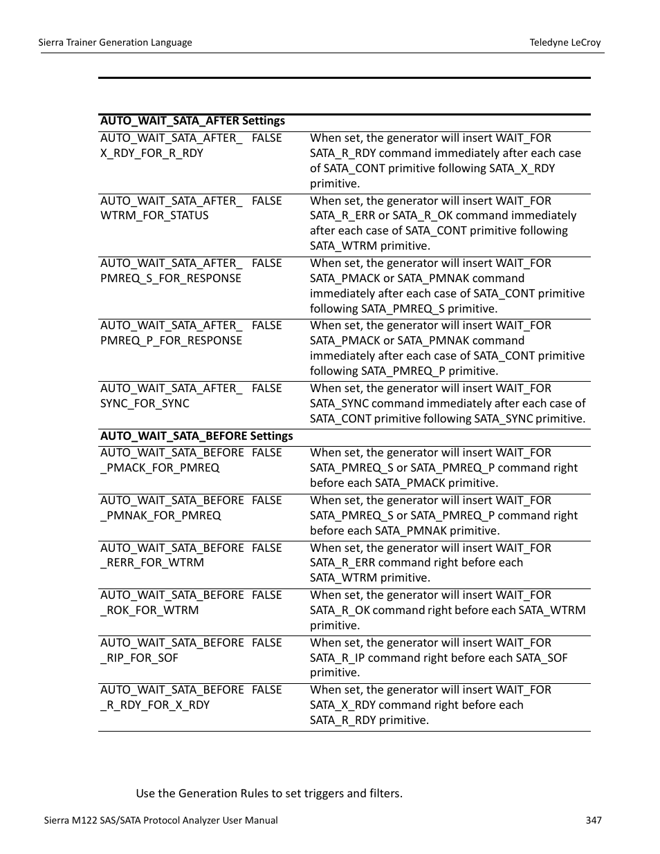 8 generation options | Teledyne LeCroy Sierra M122 User Manual User Manual | Page 349 / 385