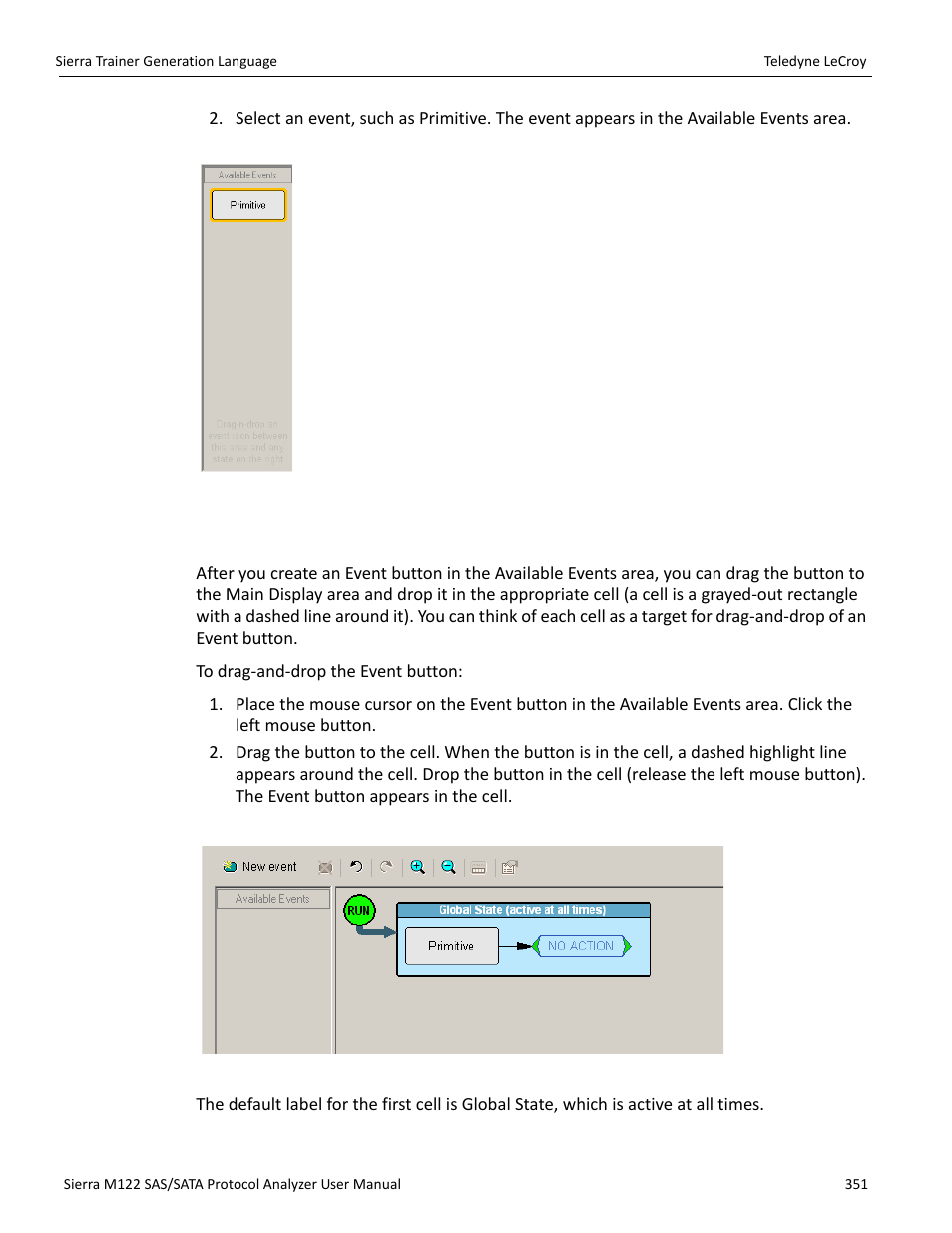 12 dragging a button to the main display area | Teledyne LeCroy Sierra M122 User Manual User Manual | Page 353 / 385