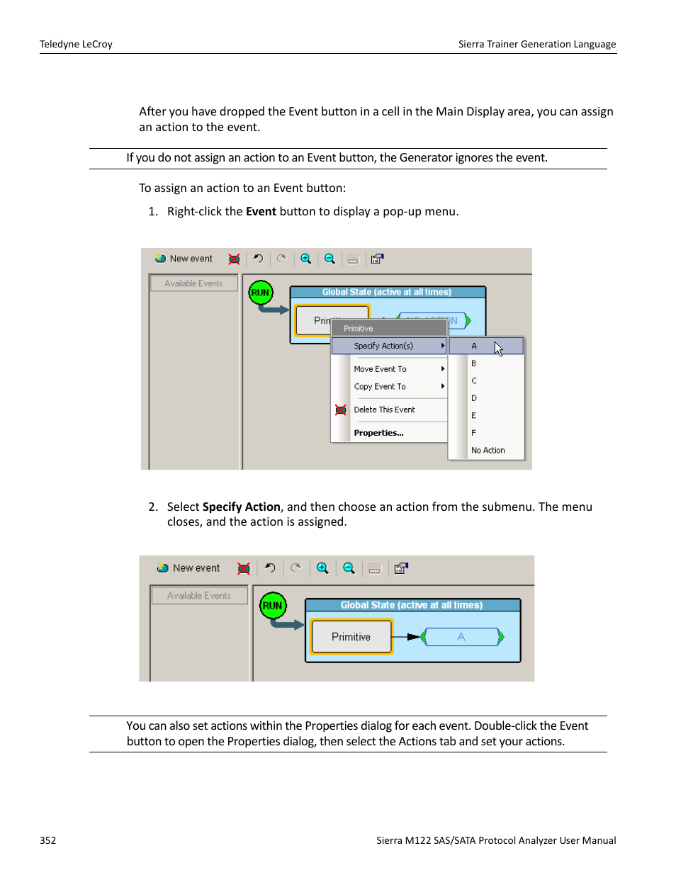 13 assigning an action | Teledyne LeCroy Sierra M122 User Manual User Manual | Page 354 / 385