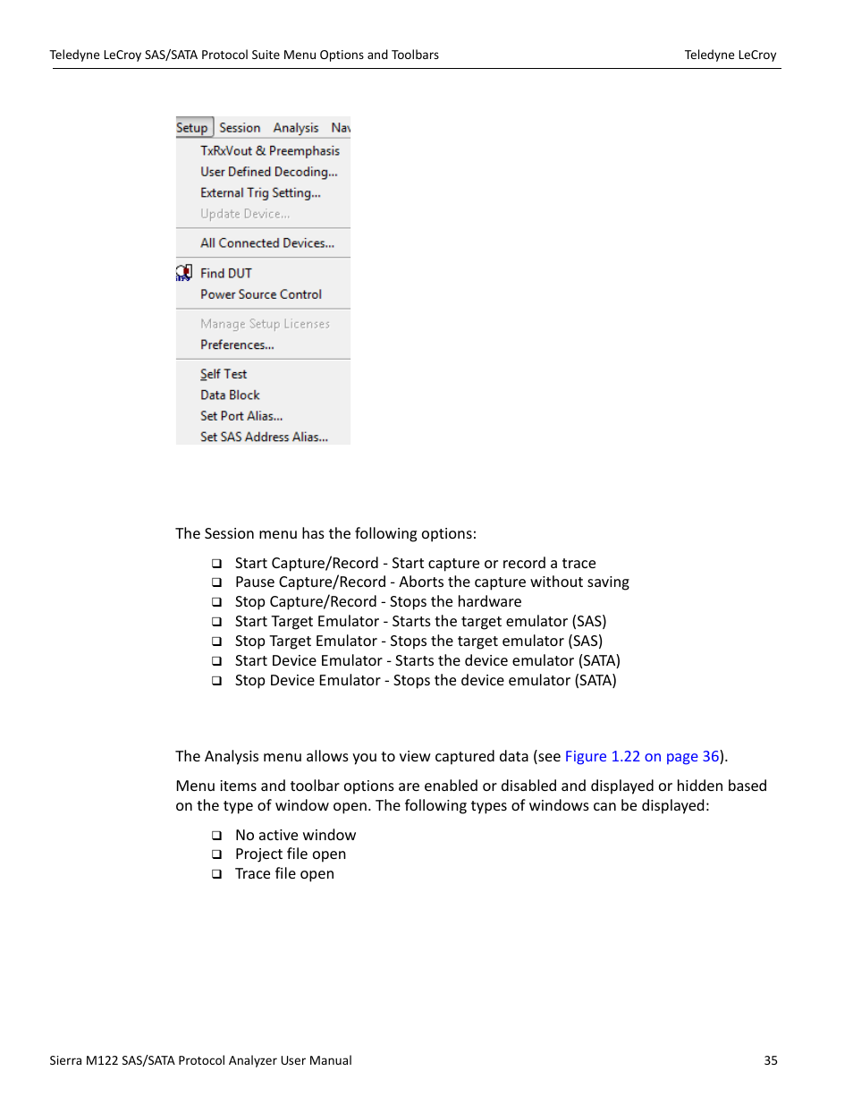 3 session, 4 analysis | Teledyne LeCroy Sierra M122 User Manual User Manual | Page 37 / 385