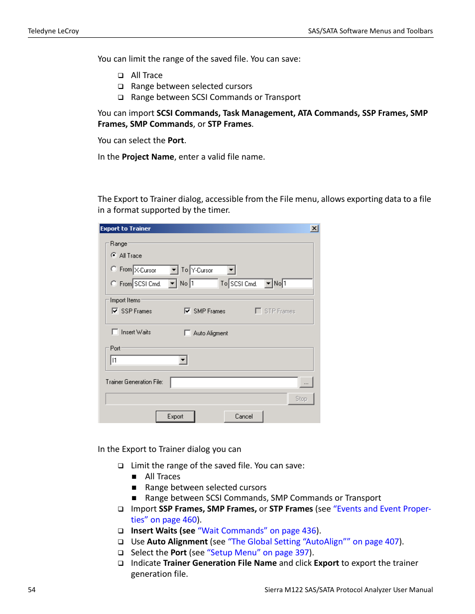 10 export to trainer | Teledyne LeCroy Sierra M122 User Manual User Manual | Page 56 / 385