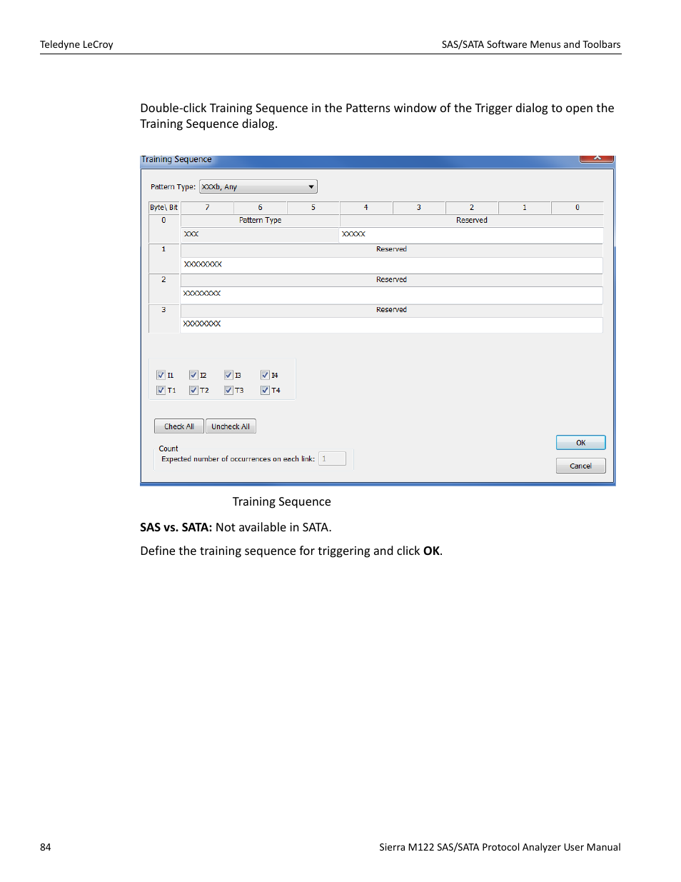 Training sequence | Teledyne LeCroy Sierra M122 User Manual User Manual | Page 86 / 385