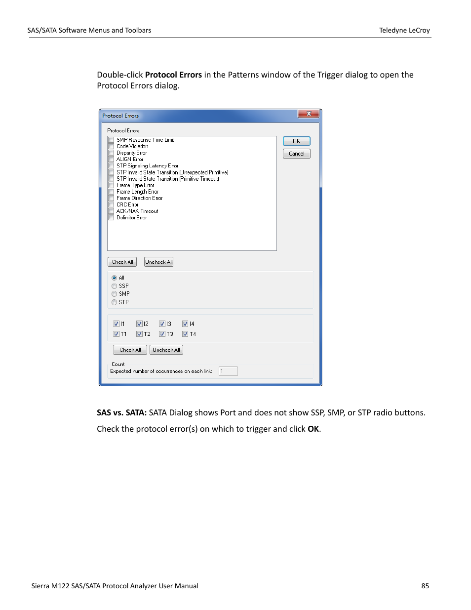 Protocol errors | Teledyne LeCroy Sierra M122 User Manual User Manual | Page 87 / 385