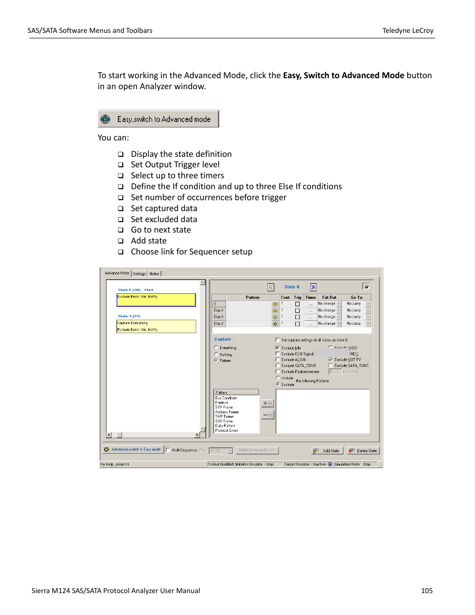 Working in advanced mode | Teledyne LeCroy Sierra M124 User Manual User Manual | Page 107 / 391