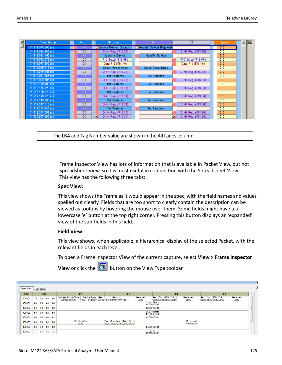 7 frame inspector view | Teledyne LeCroy Sierra M124 User Manual User Manual | Page 127 / 391
