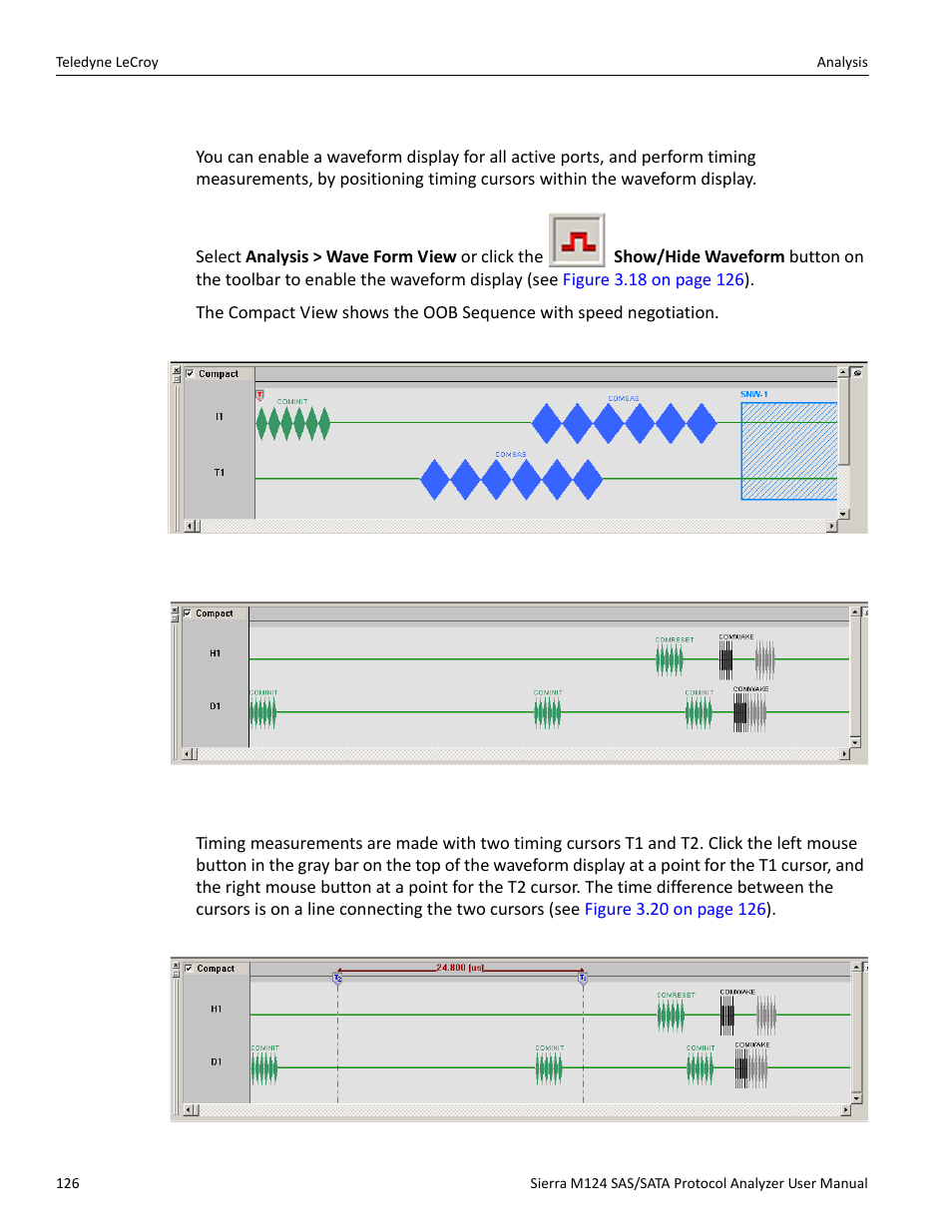 8 waveform display, Making a timing measurement | Teledyne LeCroy Sierra M124 User Manual User Manual | Page 128 / 391