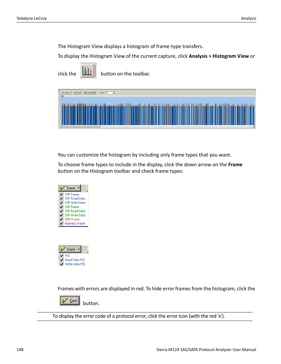 12 histogram view, Hide frames, Hide error frames | Teledyne LeCroy Sierra M124 User Manual User Manual | Page 150 / 391