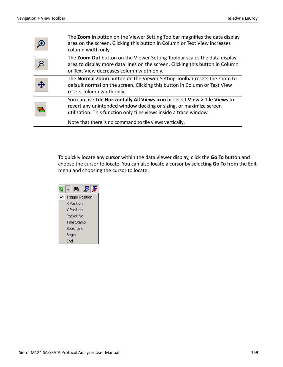 1 go to menu, Locate cursors | Teledyne LeCroy Sierra M124 User Manual User Manual | Page 161 / 391