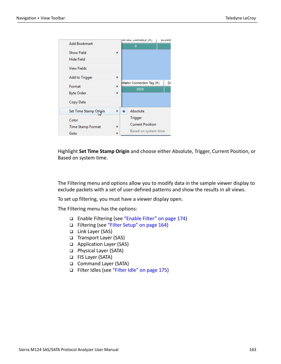 2 filtering, Filtering” on | Teledyne LeCroy Sierra M124 User Manual User Manual | Page 165 / 391