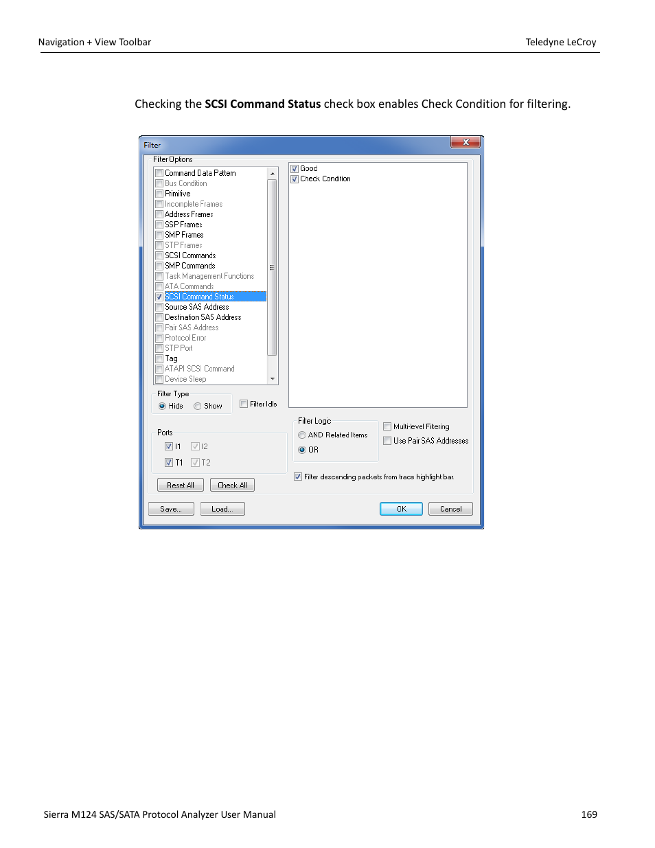 Filter check condition | Teledyne LeCroy Sierra M124 User Manual User Manual | Page 171 / 391