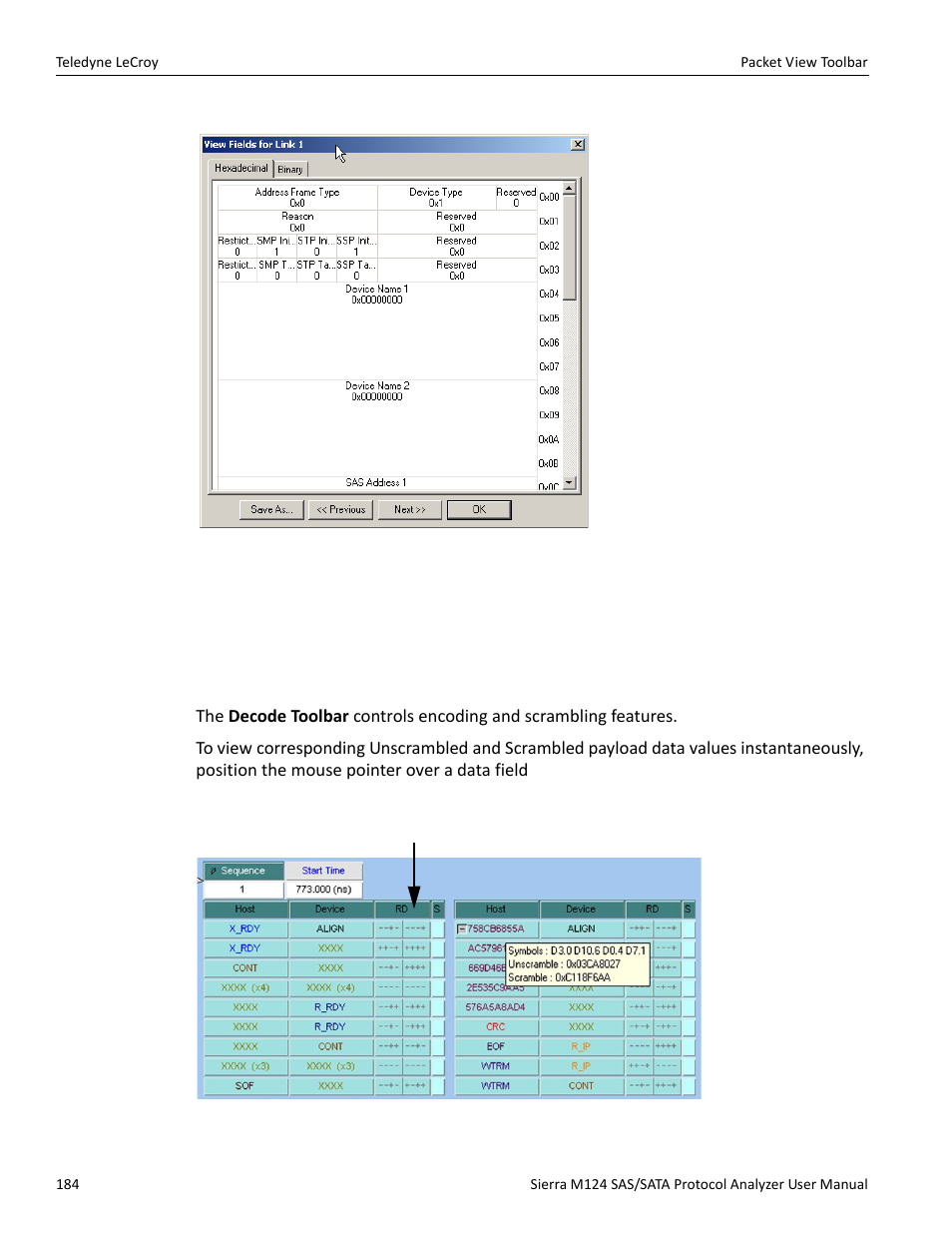 3 decode icons | Teledyne LeCroy Sierra M124 User Manual User Manual | Page 186 / 391