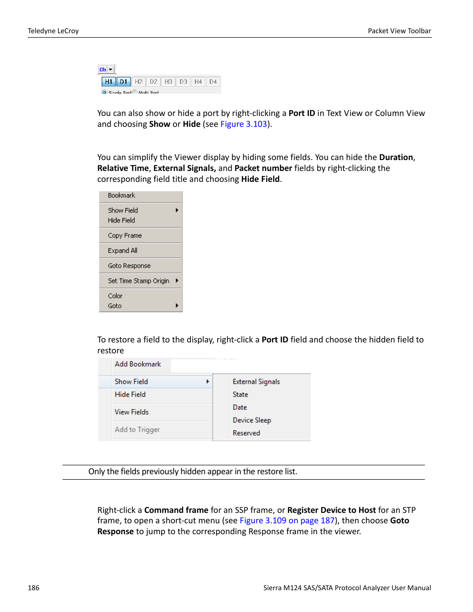 Show/hide field, Related frames | Teledyne LeCroy Sierra M124 User Manual User Manual | Page 188 / 391