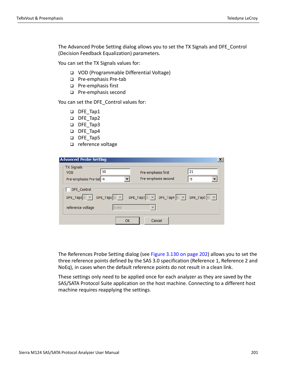 1 advanced probe setting, 2 references probe setting, Advanced probe setting” on | References probe setting | Teledyne LeCroy Sierra M124 User Manual User Manual | Page 203 / 391