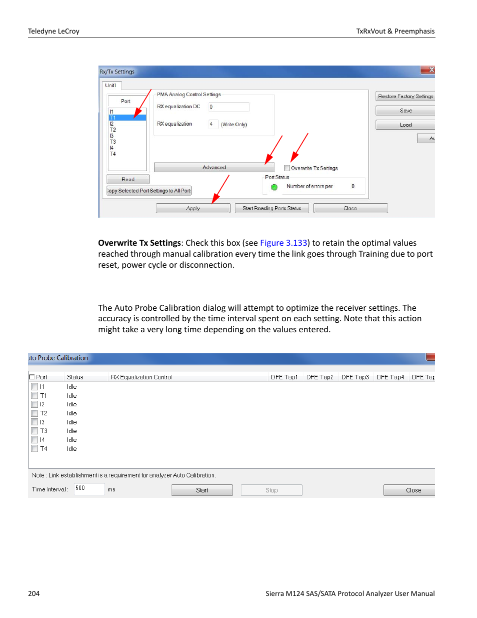 4 auto probe calibration, Auto probe calibration | Teledyne LeCroy Sierra M124 User Manual User Manual | Page 206 / 391