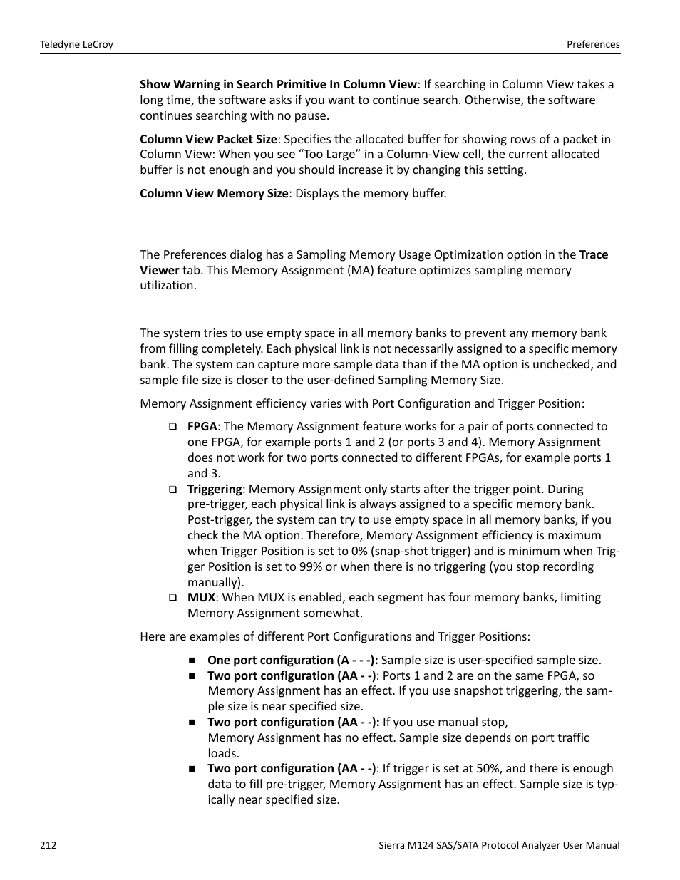 5 sampling memory usage optimization | Teledyne LeCroy Sierra M124 User Manual User Manual | Page 214 / 391