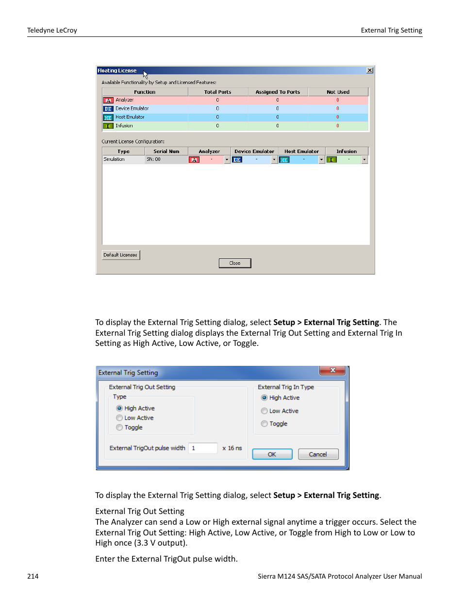 18 external trig setting | Teledyne LeCroy Sierra M124 User Manual User Manual | Page 216 / 391