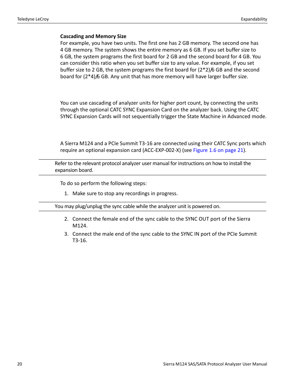 1 cascading with catc sync expansion | Teledyne LeCroy Sierra M124 User Manual User Manual | Page 22 / 391