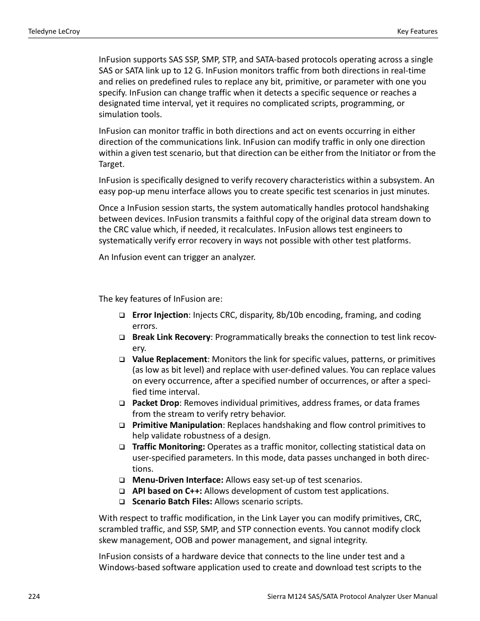 1 key features | Teledyne LeCroy Sierra M124 User Manual User Manual | Page 226 / 391