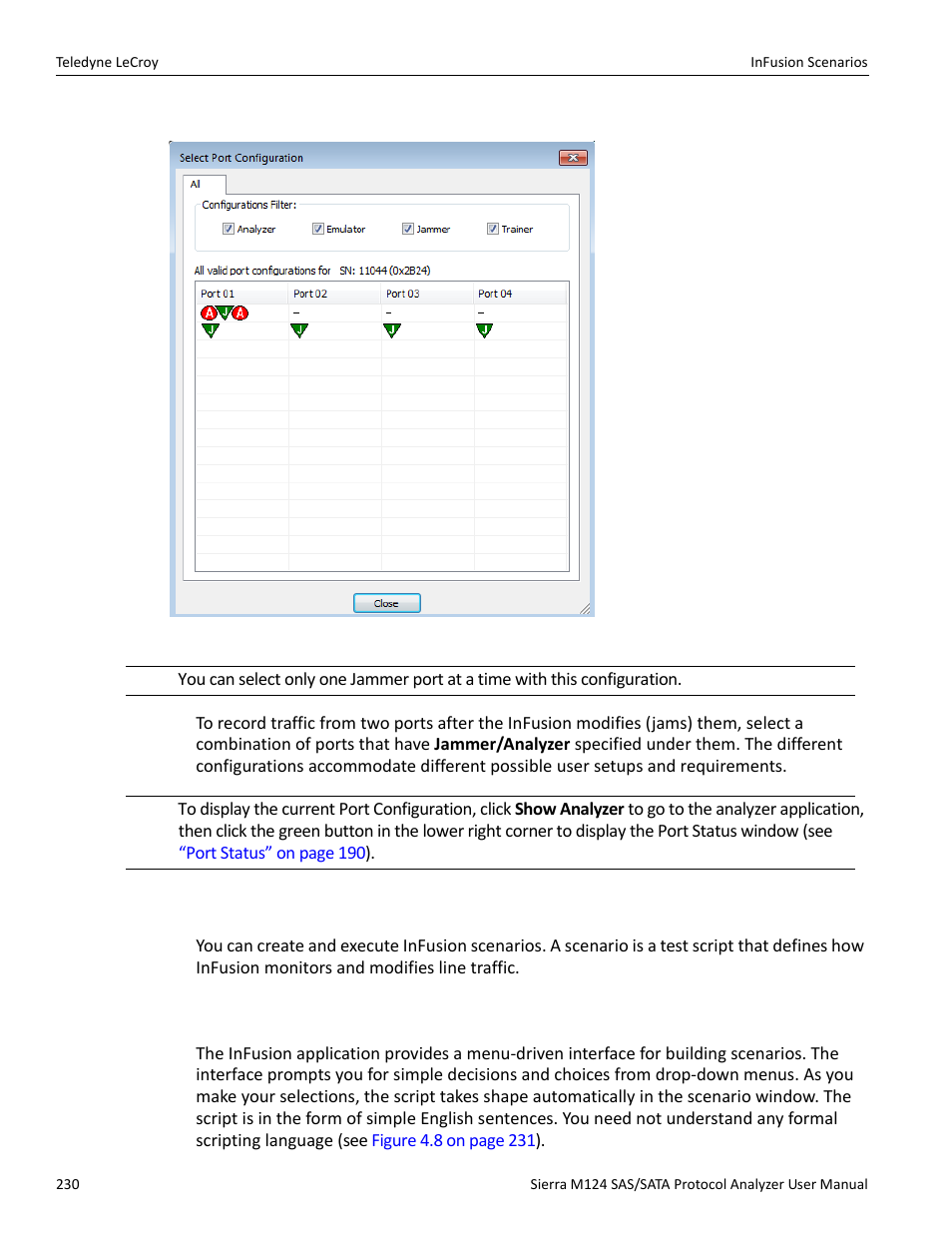 4 infusion scenarios, 1 scenarios overview | Teledyne LeCroy Sierra M124 User Manual User Manual | Page 232 / 391