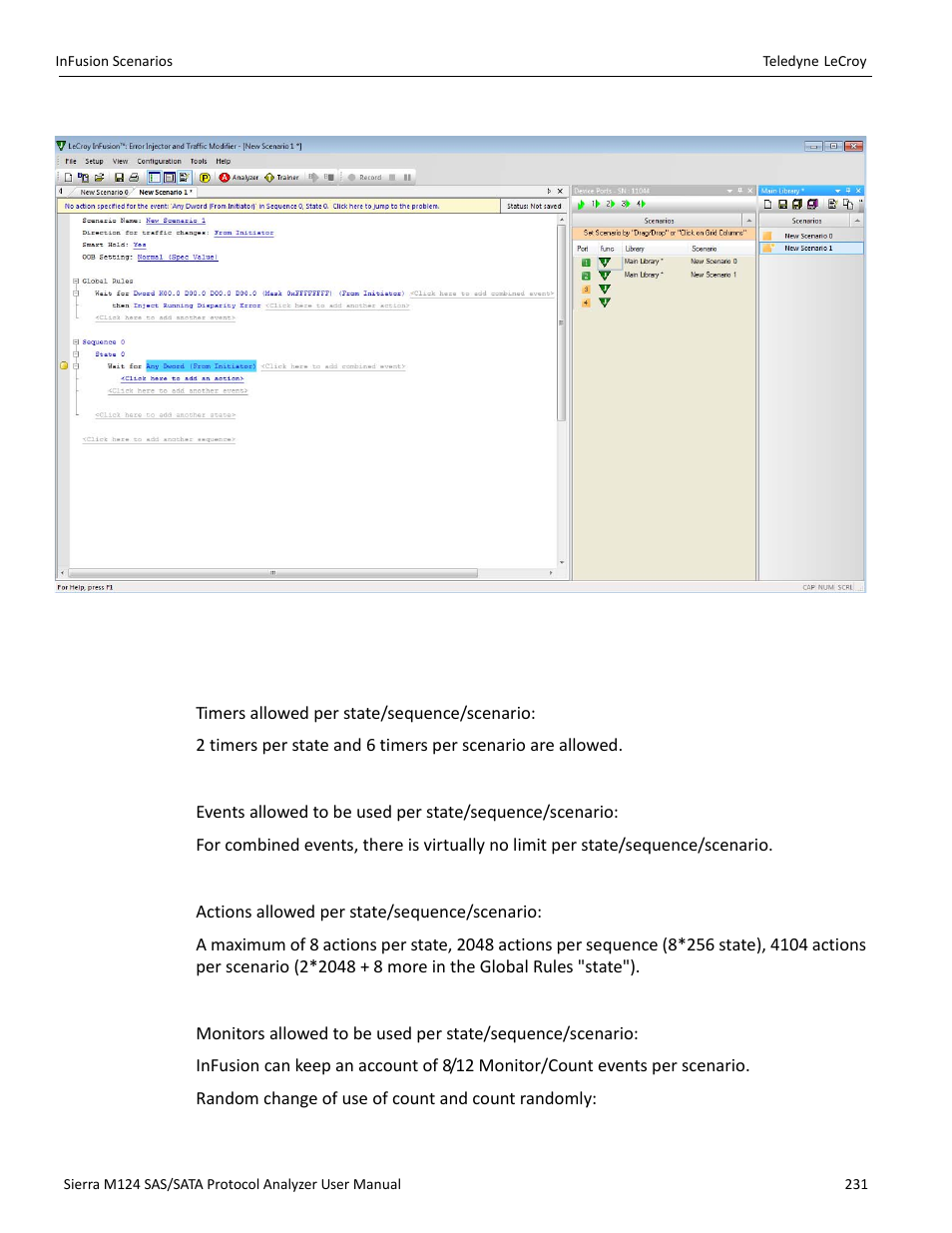 Infusion scenario parameters | Teledyne LeCroy Sierra M124 User Manual User Manual | Page 233 / 391