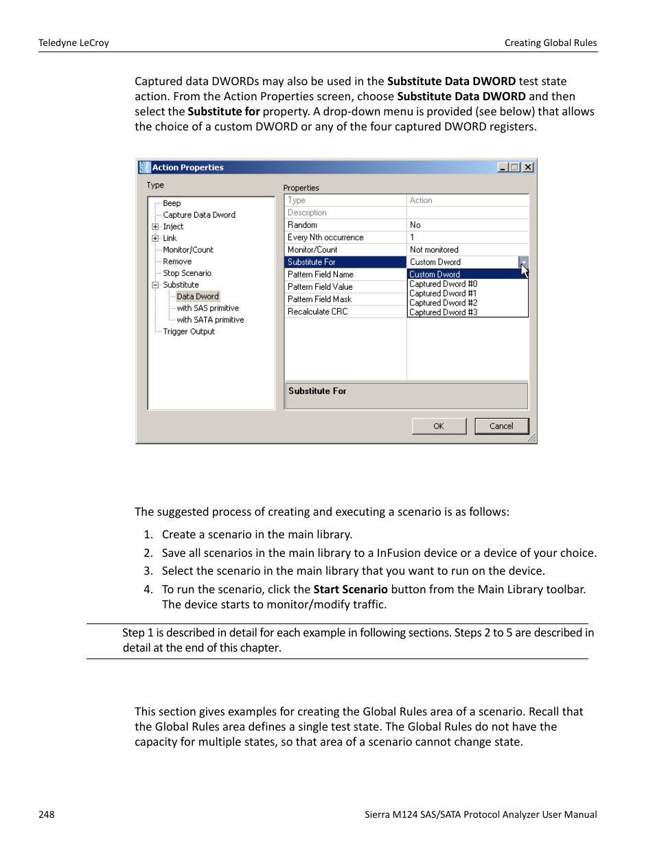 5 summary of scenario creation, 9 creating global rules | Teledyne LeCroy Sierra M124 User Manual User Manual | Page 250 / 391
