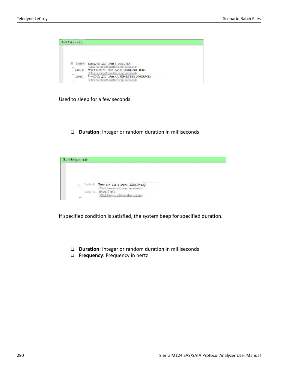Sleep, Beep | Teledyne LeCroy Sierra M124 User Manual User Manual | Page 282 / 391