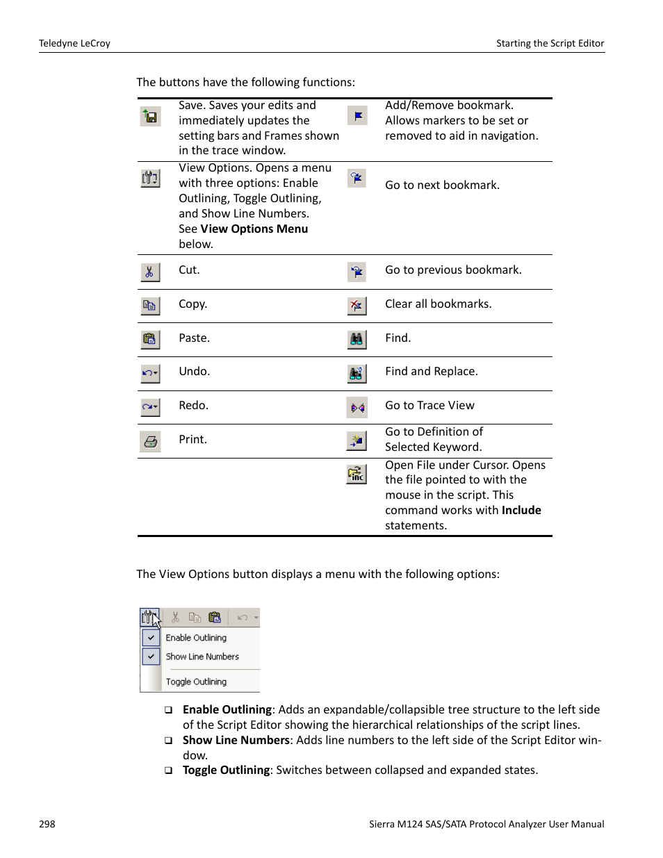 View options menu | Teledyne LeCroy Sierra M124 User Manual User Manual | Page 300 / 391