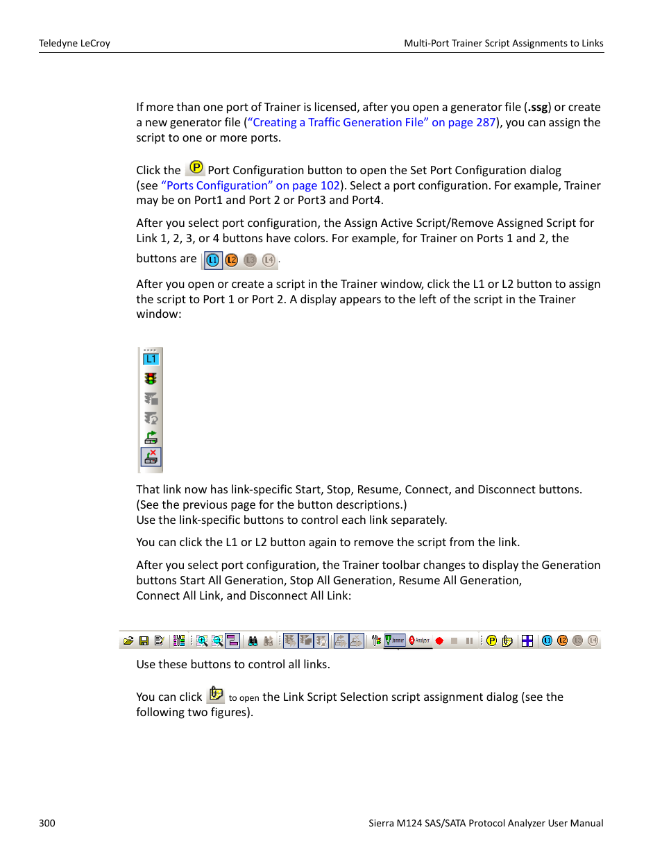 9 multi-port trainer script assignments to links, Multi‐port trainer script | Teledyne LeCroy Sierra M124 User Manual User Manual | Page 302 / 391