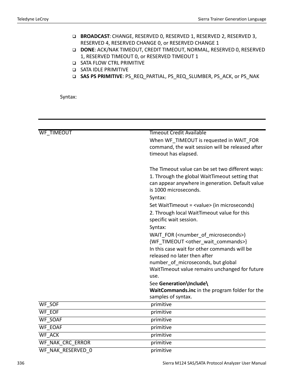 Wait commands | Teledyne LeCroy Sierra M124 User Manual User Manual | Page 338 / 391